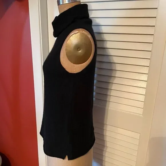MARGARET O’LEARY | black high neck sleeveless cashmere sweater M - Picture 9 of 12